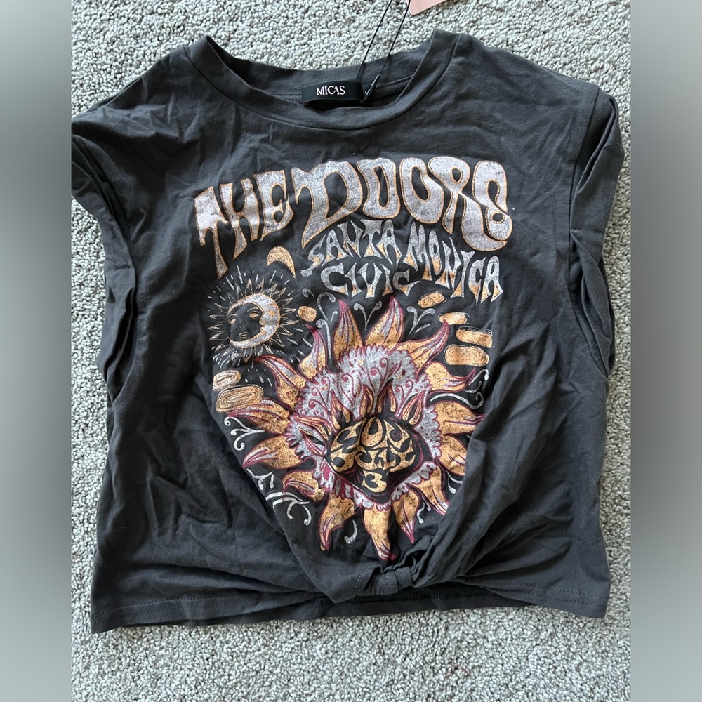 The doors crop top grey cutoff